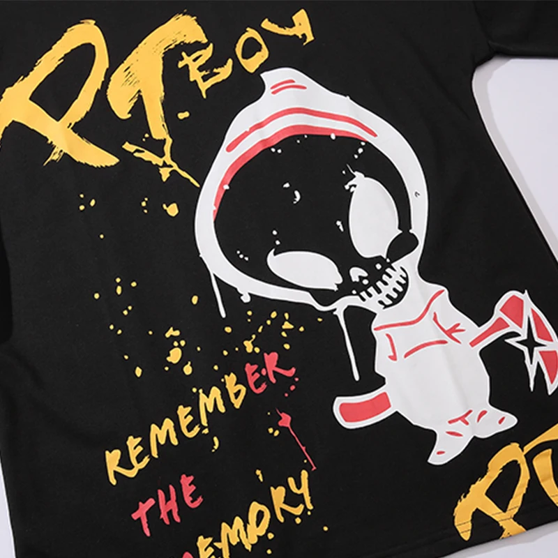 Aolamegs moška T-shirt Hip Hop Grafiti Tujec Natisni T-majice Moške Priložnostne Harajuku High Street Tees Poletne Ulične moških oblačil