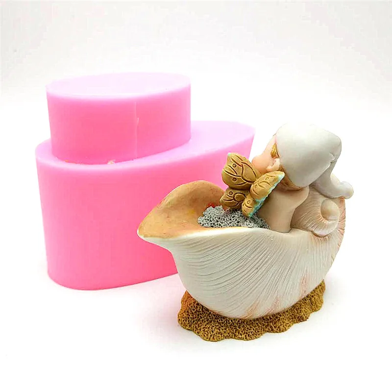 Conch Elf silikonsko plesni sveče, mila čokoladni bonboni flower fairy oblike 3d plesni DIY kuhinja peko torto dekoracijo orodja