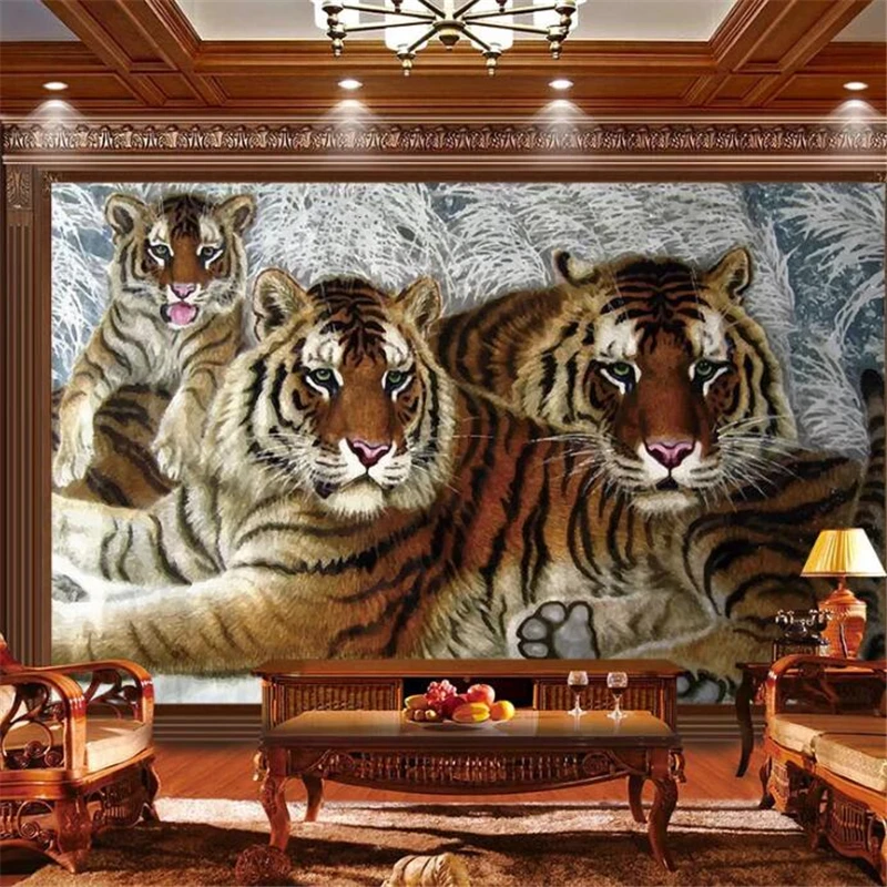 Ozadje po meri 3D zidana tiger družino doma ozadje, dnevna soba, spalnica dekorativno pleskanje stene papirja doma dekor 3d ozadje