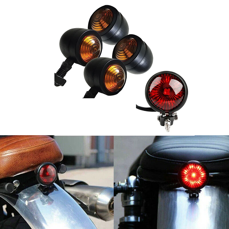 5Pcs/Set Motocikel smerokaze Zadaj Rep Luči, Zavore, Stop luči za Cafe Racer Plovec Chopper