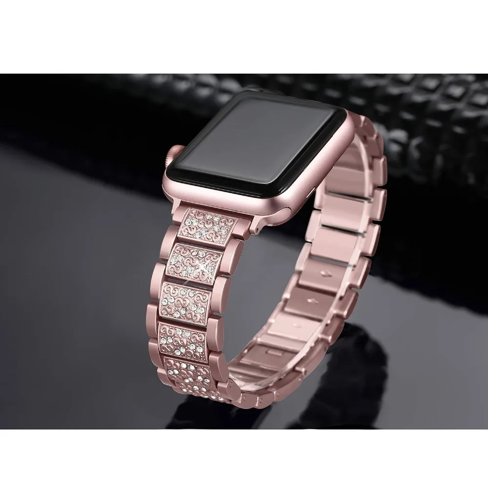Diamond Band + primeru Za Apple Watch 40 mm 44 mm 38 mm 42mm iWatch serije 5 4 3 2 1 zapestnico apple ura iz nerjavečega jekla, trak ženske