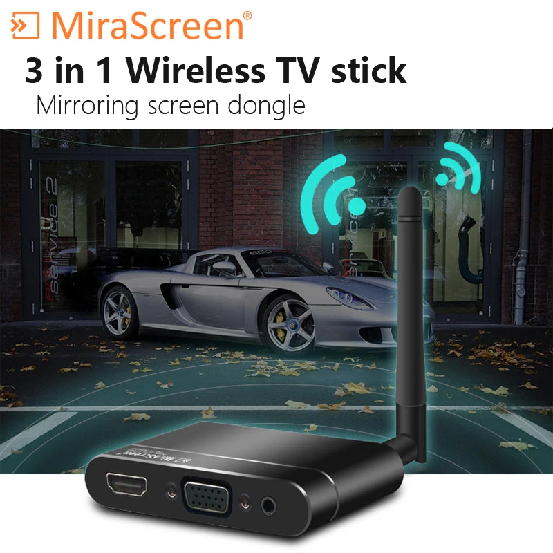 MiraScreen TV stick 3 v 1 HDMI+VGA+AV Brezžični full HD 1080P Zaslon Dongle-Sprejemnik, WiFi Miracast Airplay DLNA X6W PLUS
