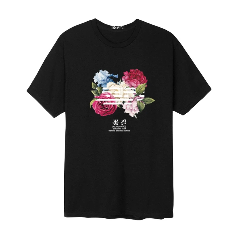 KPOP EL BIGBANG unisex T-Shirt Cvet Cesti Ablum moški majica s kratkimi rokavi G-DRAGON Tee Kratek Rokav Top Nova