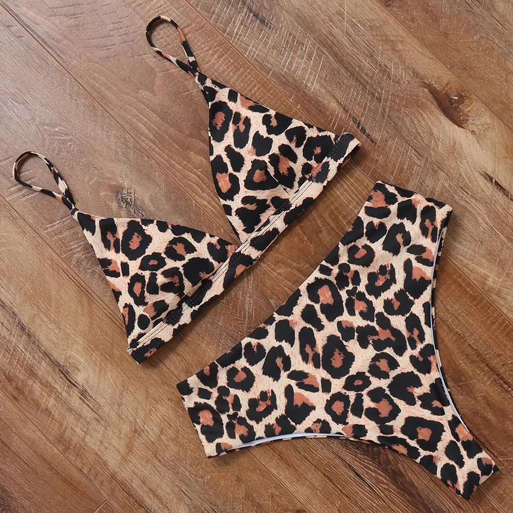 Leopard Bikini 2020 Visoko Pasu Bikini Ženske Push Up Kopalke Seksi Biquini Z Železom Sponke Kopalke Ženske Plus Velikost