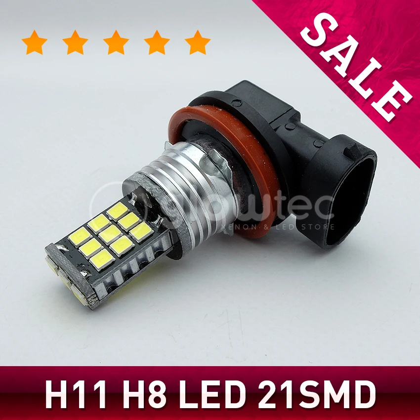 2pcs H11 H8 LED 21SMD Canbus Bela 2835 High Power Žarnice Za meglenke Vožnje GLOWTEC