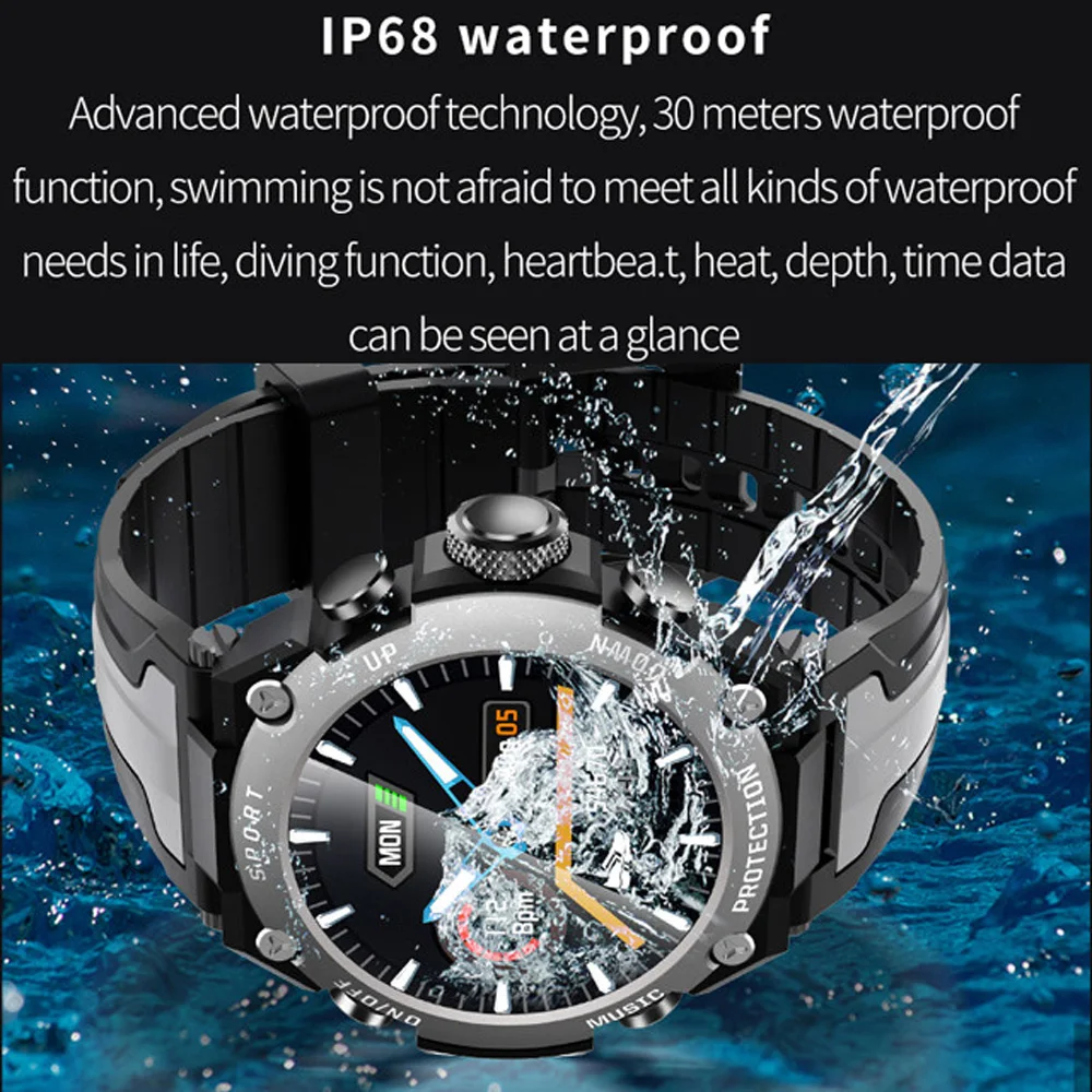 2020 Nove Glasbe Smartwatch Moških IP68 Vodotesen Potapljanje Šport, Ura, Kompas Zračnega Tlaka Mearsurement Višina Pametne Ure DK10
