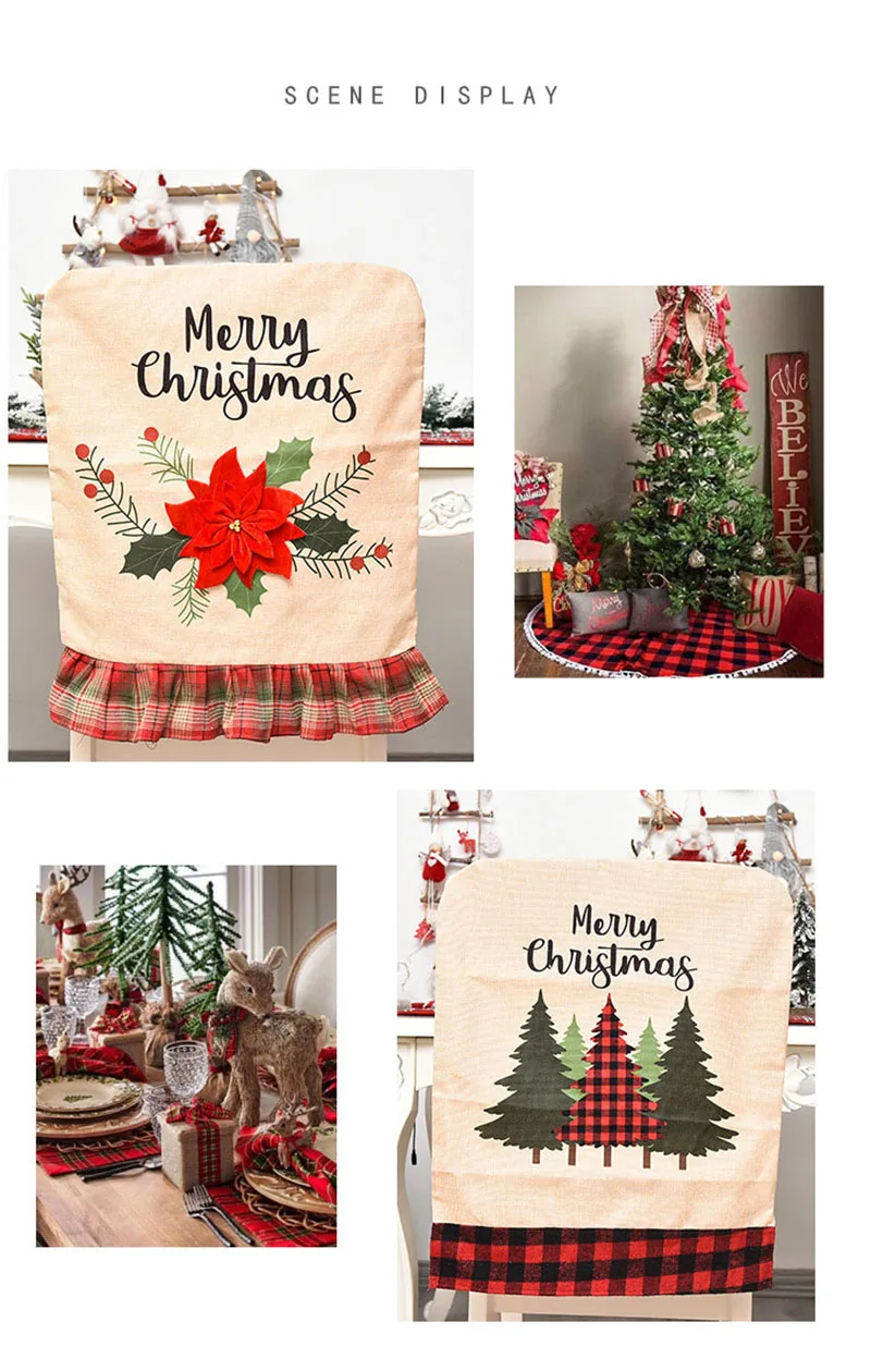 2021 Božična Risanka Santa Claus Snežaka Natisnjeni netkane Tkanine, Stoli Kritje Navidad Noel Božič Darilo Doma Božični Okraski