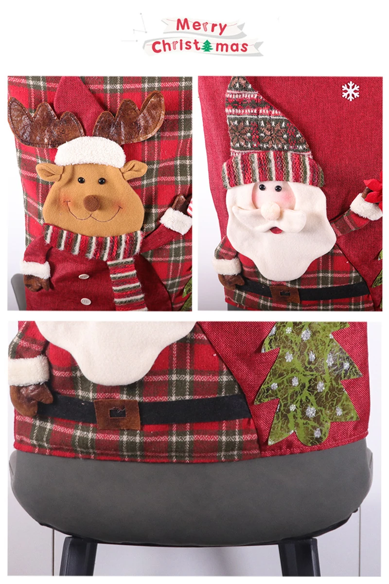 2021 Božična Risanka Santa Claus Snežaka Natisnjeni netkane Tkanine, Stoli Kritje Navidad Noel Božič Darilo Doma Božični Okraski