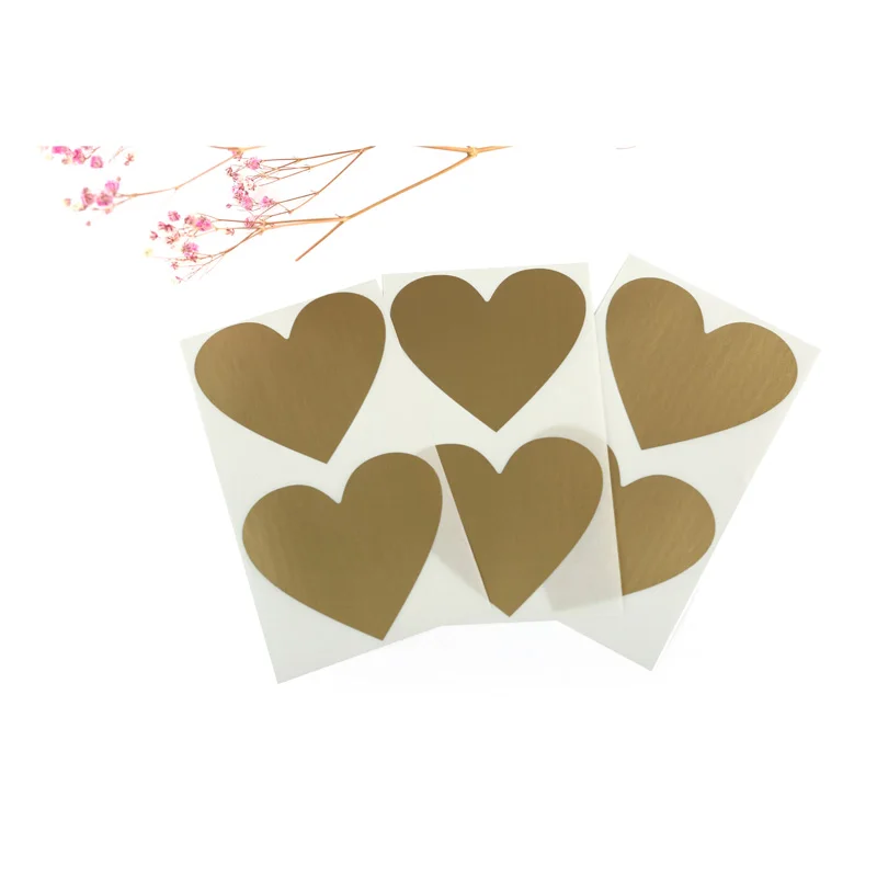 50pcs Scratch Off Nalepke 70x80mm Ljubezen Srce Oblika zlato Barvo Prazno Za Skrivno Kodo Kritje Doma Igro Poroka Sporočilo