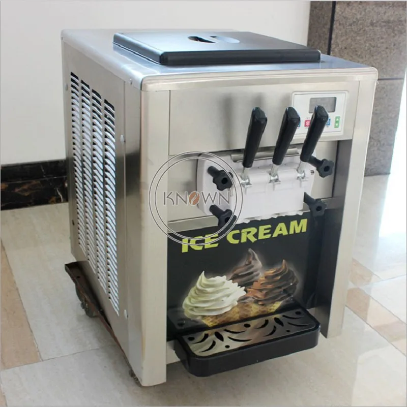 Brezplačna dostava samodejnega namizja mini 3 okusov komercialne homeuse soft sladoled pralni služijo sundae 18-25L/H zmogljivost