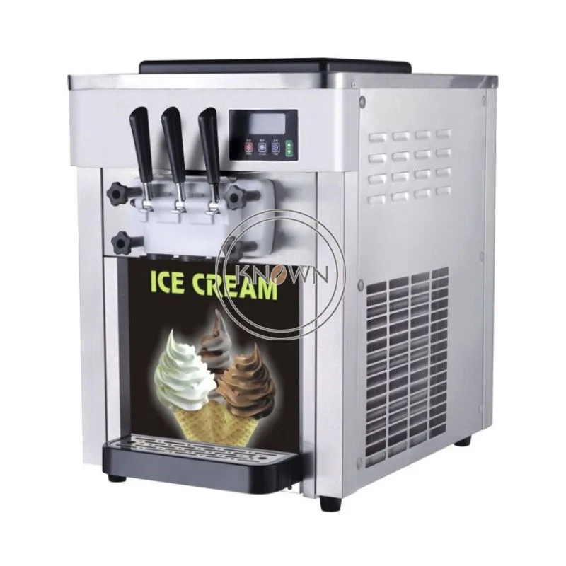 Brezplačna dostava samodejnega namizja mini 3 okusov komercialne homeuse soft sladoled pralni služijo sundae 18-25L/H zmogljivost
