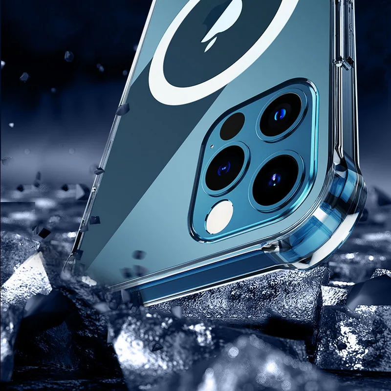 Jasno Akril Primeru Za iPhone 12 Mini ProMax Magsafe Podpirajo Brezžično Polnjenje Spusti Varstvo Kristalno Magnetno Tuljavo Krog Primeru