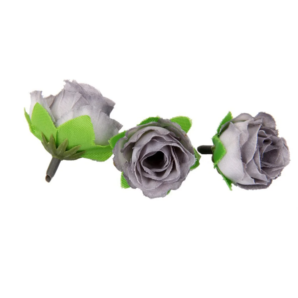 50pcs 3cm Umetne Vrtnice Cvet Glave Poročno Dekoracijo (Sivo)