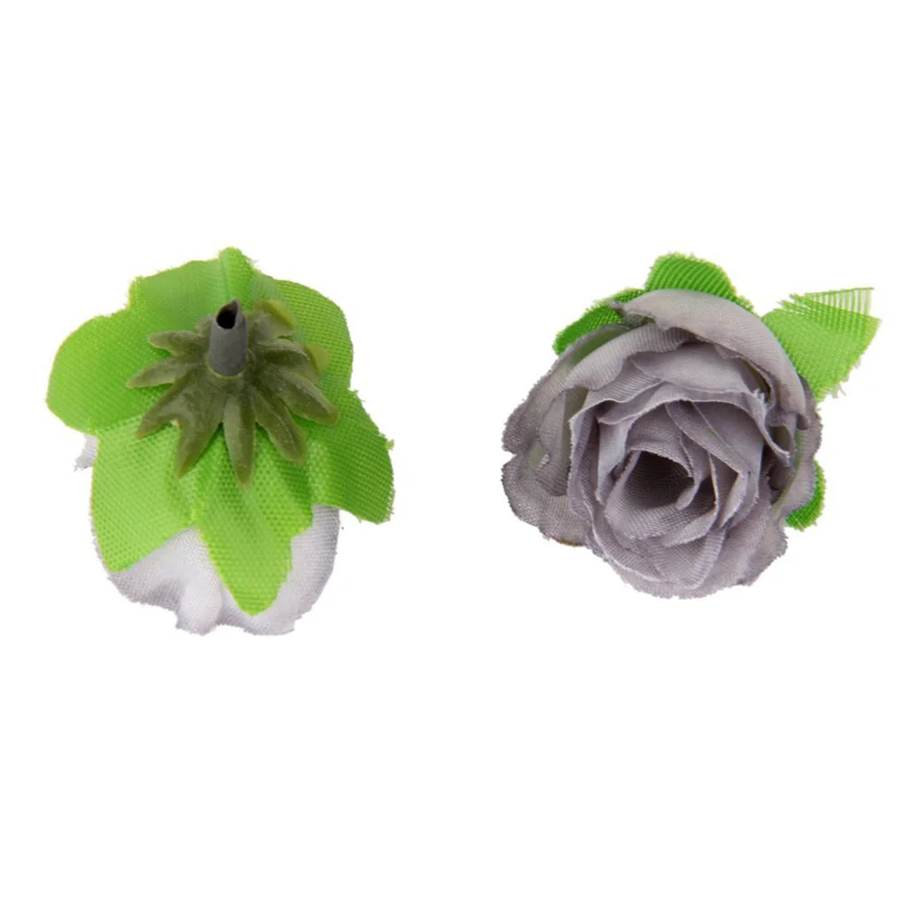 50pcs 3cm Umetne Vrtnice Cvet Glave Poročno Dekoracijo (Sivo)