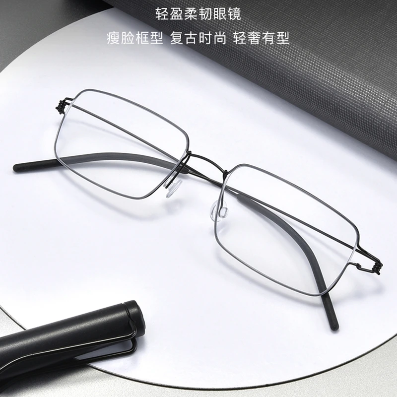 Ročno izdelana iz Titana Očal Okvir Moških Optični Recept Očala za Moške koreje Ni globina Pravokotnika, Kozarca Oculos de Grau