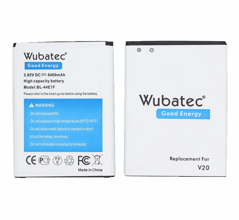 Wubatec 1x 6400mAh V20 Razširjena Baterija + Črni Pokrov BL-44E1F Za LG V20 LS997 F800 VS995 US996 H990 H990DS H910 H918