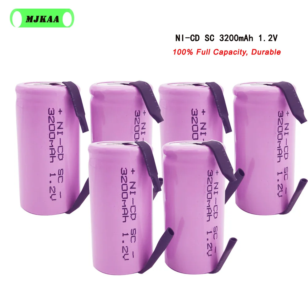 MJKAA 10Pcs SC 1,2 V 3200MAH Baterija za ponovno Polnjenje 4/5 SC Sub C Ni-cd Celica za Varjenje z Zavihki za Električni Vrtalni Vijačnik