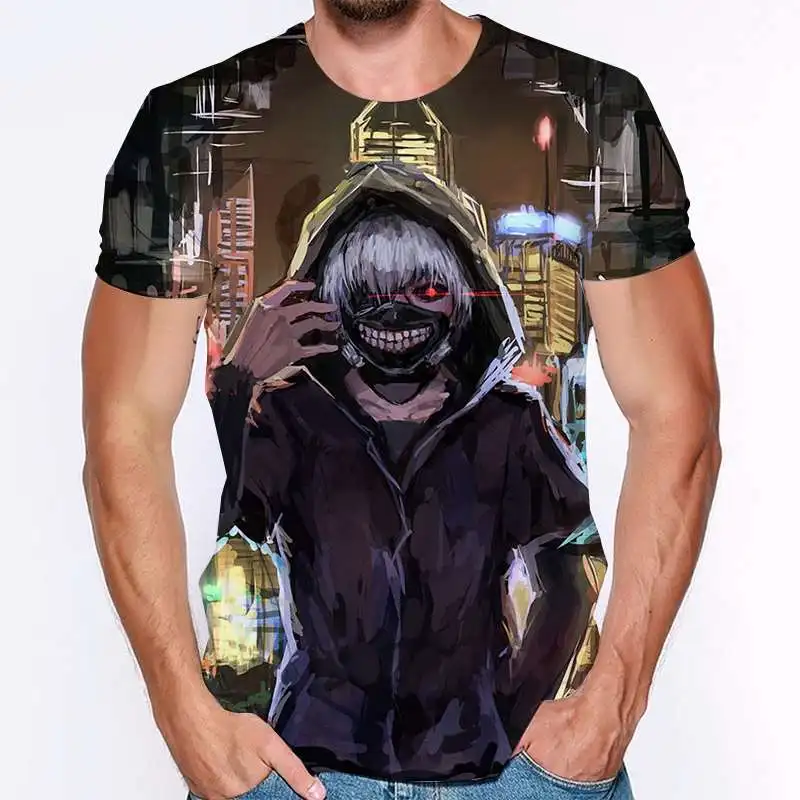 Moške Majice s kratkimi rokavi Tokyo Ghoul 3D Print Majica s kratkimi rokavi Poletje Priložnostne Tshirts 2021 Novo Oversize Kratek Rokav Kul Ulične Tokyo Ghoul Ženske