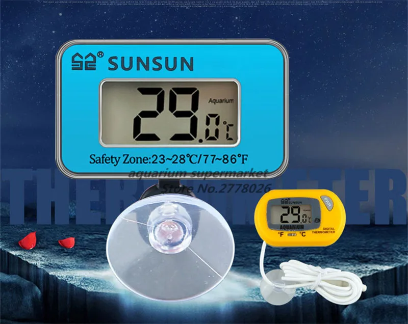 HONGYI 1 kos rezervoar rib termometer 3-v-1 termometer, elektronski termometer vgrajen / zunanji termometer za akvarij