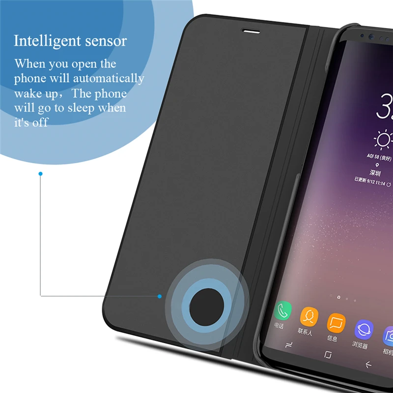Ogledalo Flip Primeru Za Huawei P30/P30 Pro/P30 Lite Usnje Telefon Hrbtni Pokrovček Luksuzni Jasen Pogled Funda Za HuaweiP30 P30Lite
