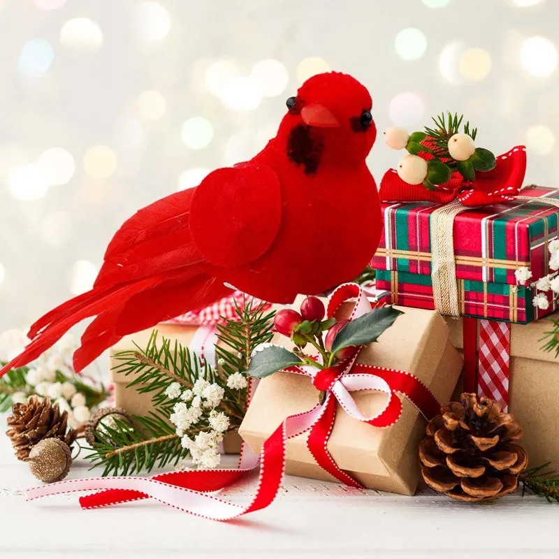 10pcs Božični Okraski, Obesek Red Bird Božično Drevo Obesek Umetno Ptico Darilo Vrt, Dvorišče Tree Okraski