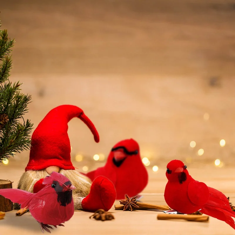 10pcs Božični Okraski, Obesek Red Bird Božično Drevo Obesek Umetno Ptico Darilo Vrt, Dvorišče Tree Okraski