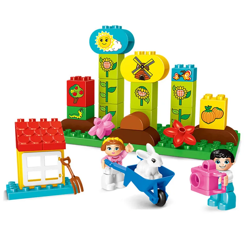 Velika Velikost DIY gradniki Ustvarjalni Vrt Izobraževalne Razsvetljenje Model Igrače za Otroke, ki so Združljive z Duploed Otroci Darilo