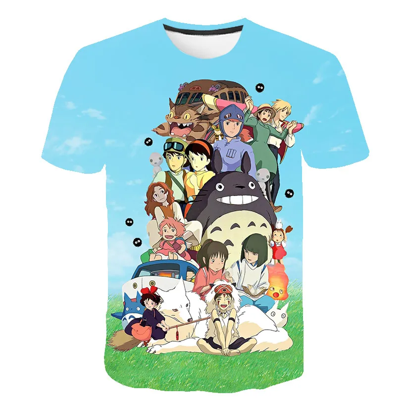 Otroci majica s kratkimi rokavi Dekliška Oblačila Harajuku Tshirt Studio Ghibli Totoro Miyazaki Ullzang Graphic T-shirt Smešno Risanka Otrok clothin