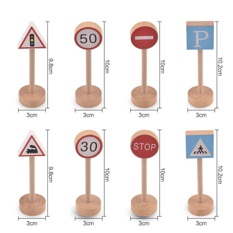 16PCS Cesti s Prometnimi Znaki Model Lesenih Prometne Znake, Opozorilne Luči Bloki se Pretvarjamo, Igrača v Zgodnjem Otroštvu Spoznavno Izobraževalne Igrače