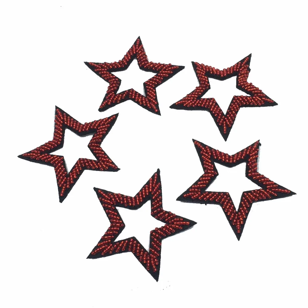 3D Ročno beaded Obliži,Rdeče Zvezde Šivala na obliž za oblačila beading Aplicirano srčkan obliž