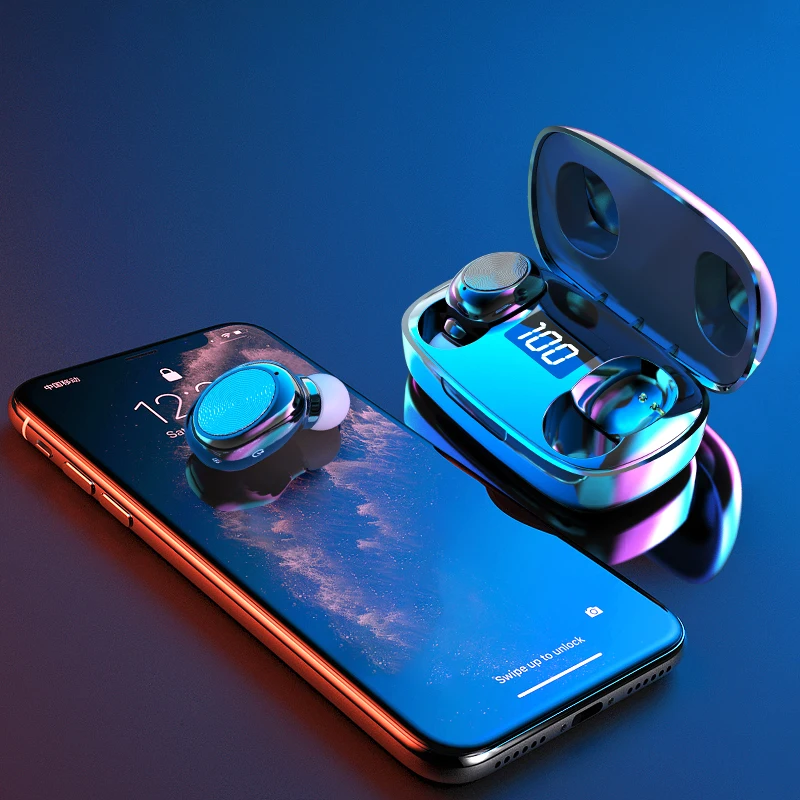 TWS Bluetooth 5.0 Slušalke 500mAh Polnjenje Box Brezžične Slušalke 9D Stereo Šport Nepremočljiva Čepkov Slušalke Z Mikrofonom