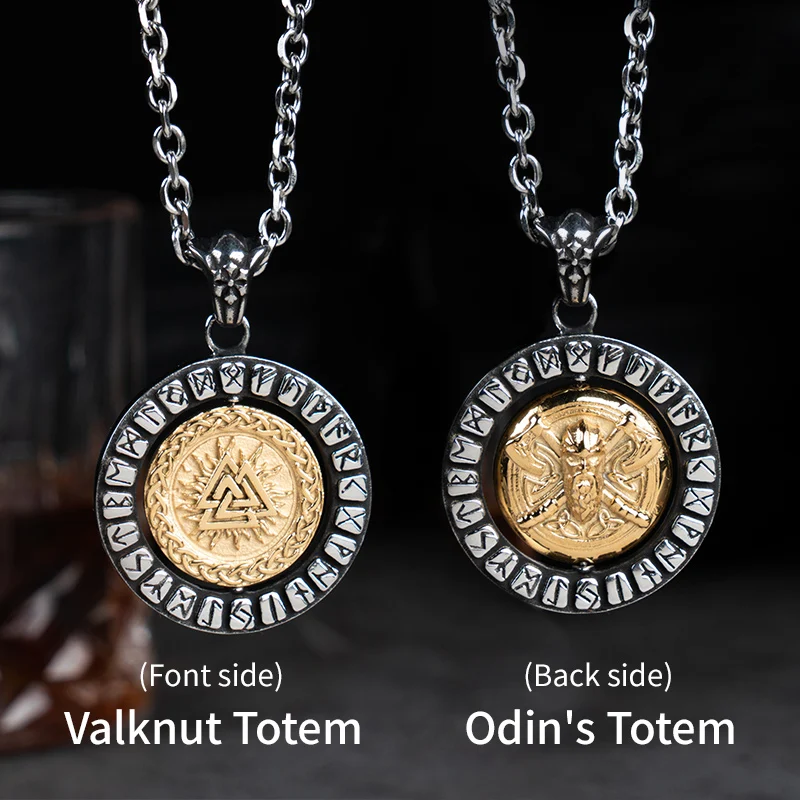 Odin Glavo Viking valknut ogrlica za moške, Visoke hitrosti vrtenja obesek iz plemenitega jekla
