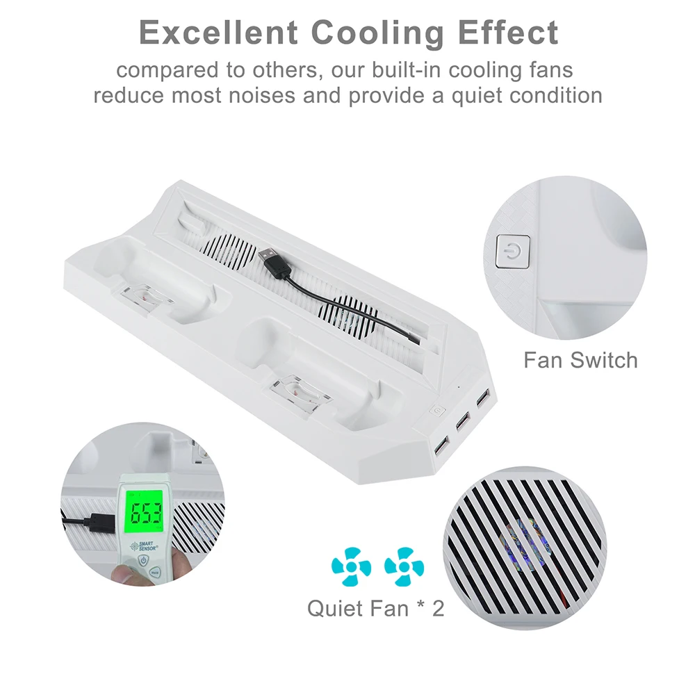 PS4 Slim Ultrathin Polnjenje hladilnega telesa Hladilni Ventilator Hladilnika Dual Controller Polnilnik polnilno Postajo Hladilni Ventilator Igre Pribor