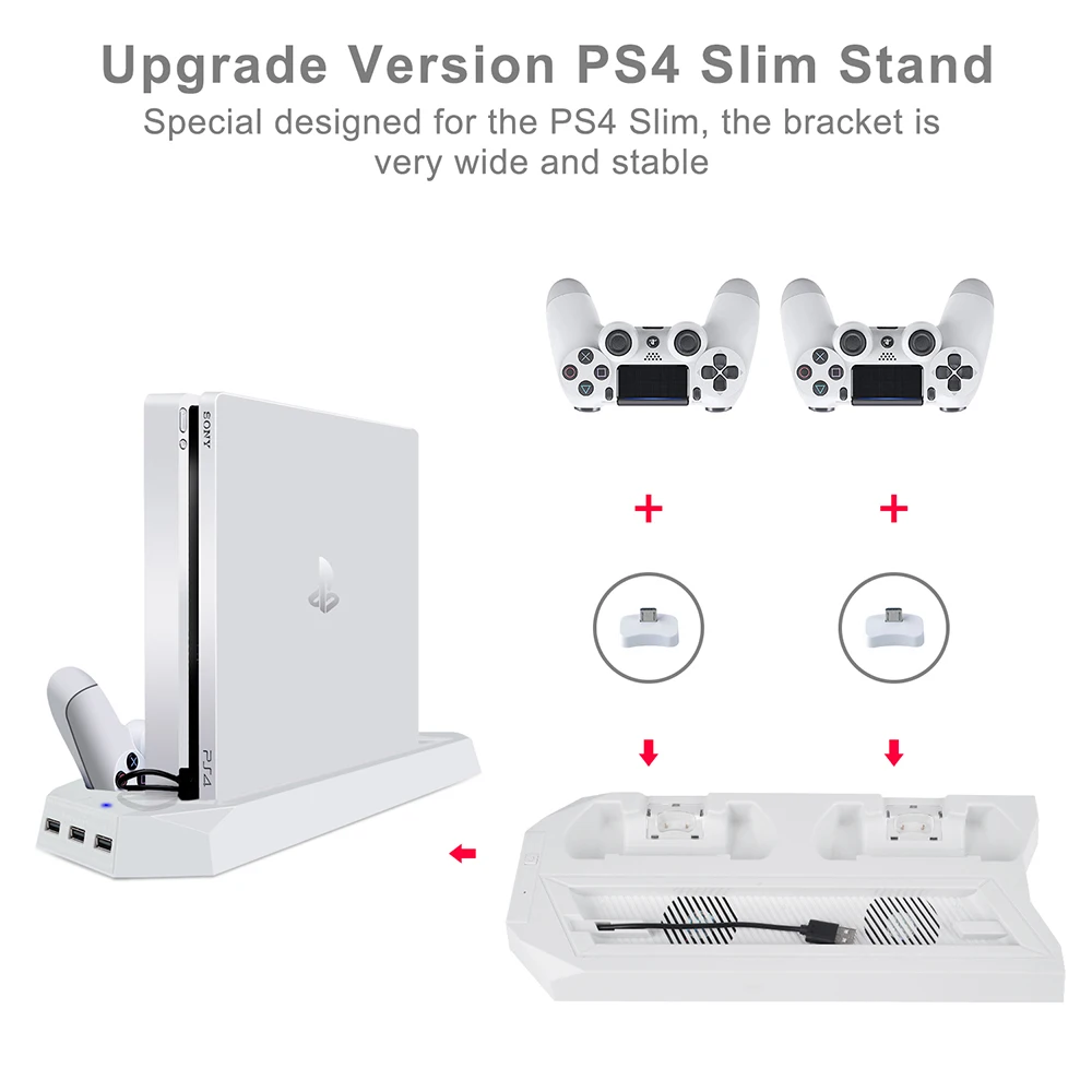 PS4 Slim Ultrathin Polnjenje hladilnega telesa Hladilni Ventilator Hladilnika Dual Controller Polnilnik polnilno Postajo Hladilni Ventilator Igre Pribor