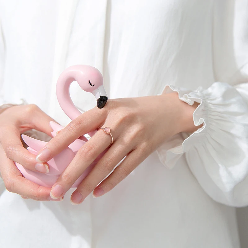 Modian Romantično Pink Opal Srca Elegantno Rose Gold Barvi Odprite Adjustale Obroči za Ženske Mode Fine Nakit valentinov Darilo