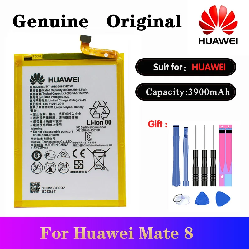 Original Huawei HB396693ECW Batteria 3900mAh Za Mate 8 Baterije NXT-AL10 NXT-TL00 NXT-CL00 NXT-DL00 NXT-L09 NXT-L29 Mate8 akku