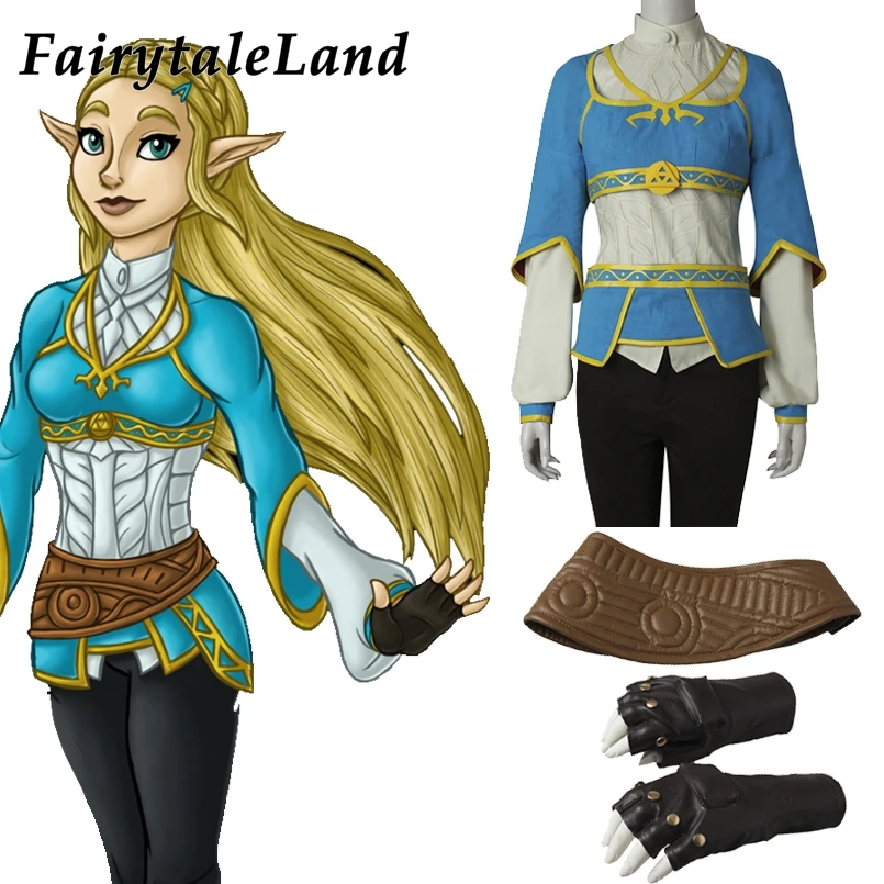 Vroče Igri The Legend of Zelda Princesa Cosplay Dih Divje Zelda Kostum Halloween Rokavice pricess Predpasnik s pasom