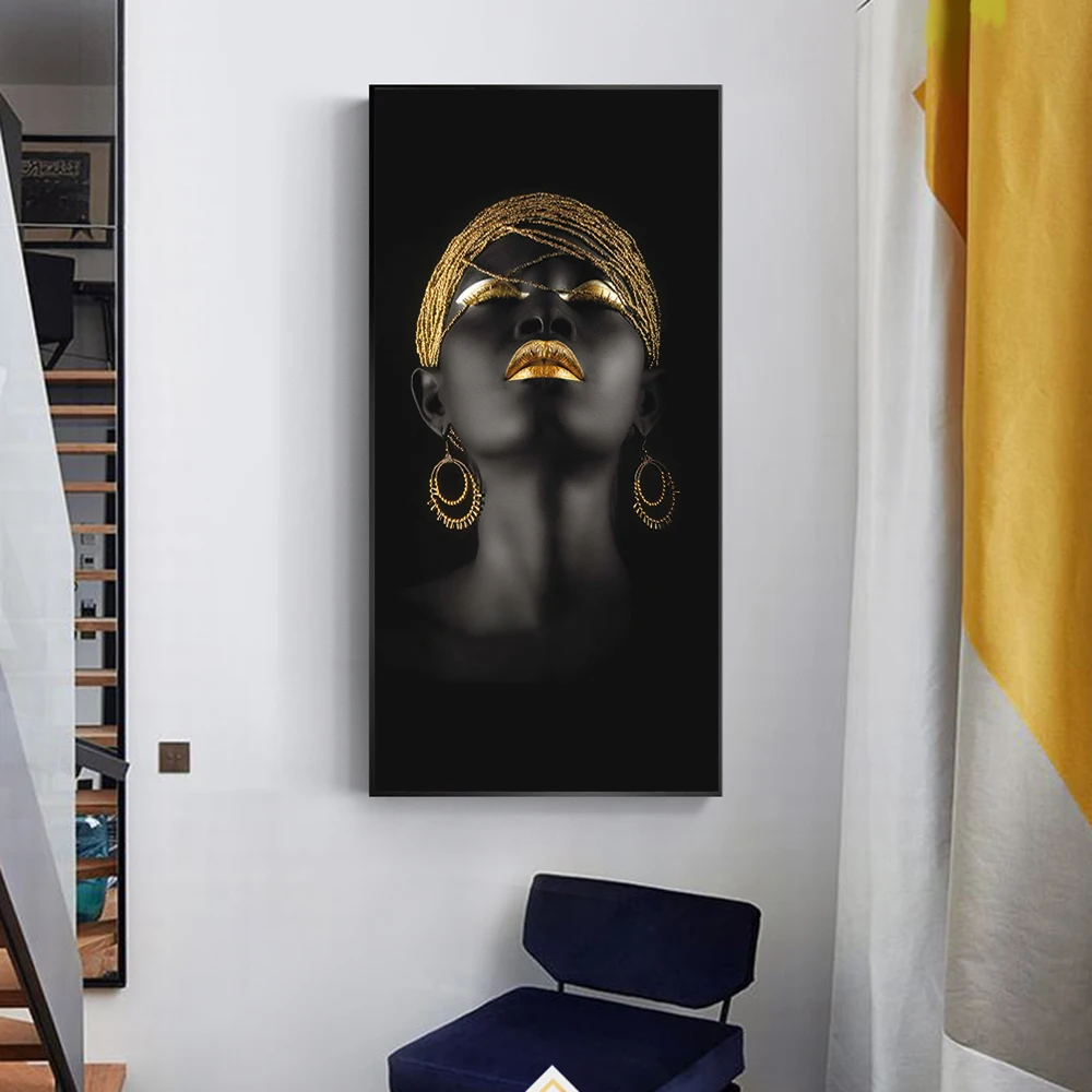 Afriške Ženske Oljnih Slik Tisk Na Platno Umetnost Tiska, Črna Deklica Z Zlatimi Uhani Platno Umetniške Slike Doma Dekoracijo Sten