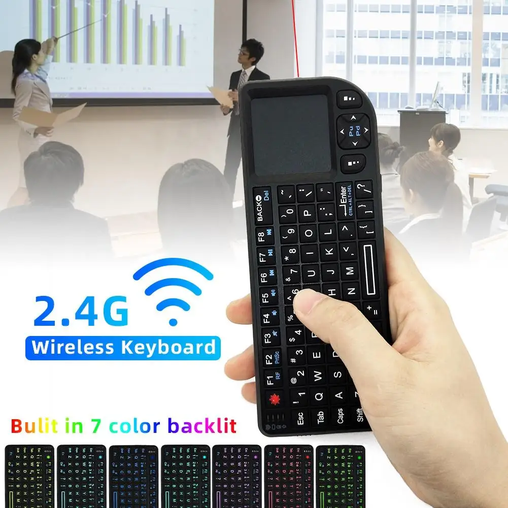 A8 2,4 GHz Mini Osvetljen Brezžično Tipkovnico Air Miška Touchpad za Projektor TV Box