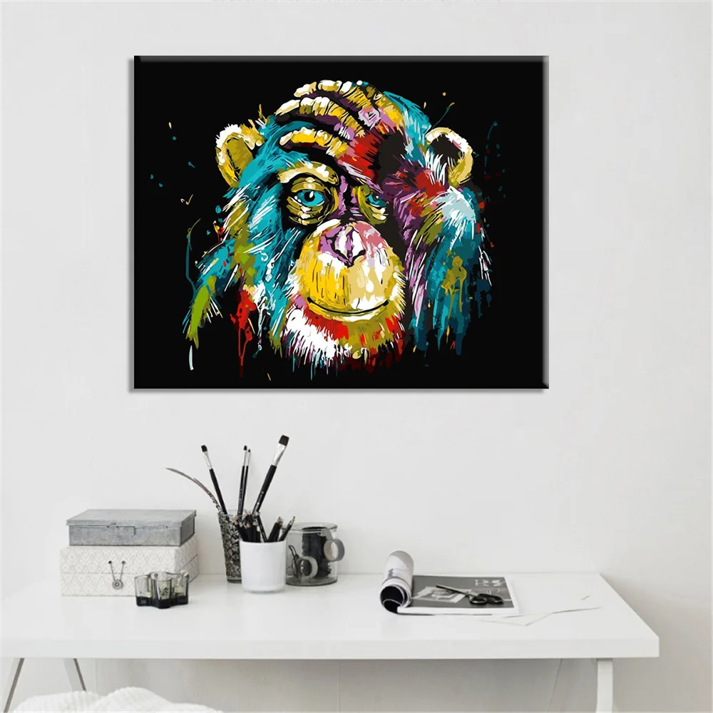 Ustvarjalne brez okvirjev Baboon Živali DIY Oljna slika na Platnu Plakatov in Fotografij Cuadros Wall Art Slike Za dnevno Sobo