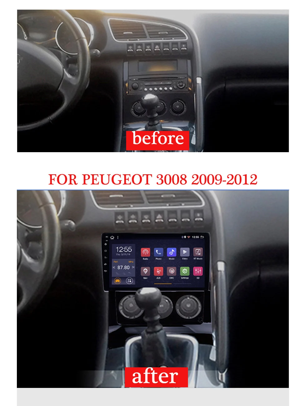 Android 8.1 avto multimedijski predvajalnik DVD-jev Za Peugeot 3008 2009-2012 GPS Navigacijski Sistem Stereo auto radio pribor št. 2 din
