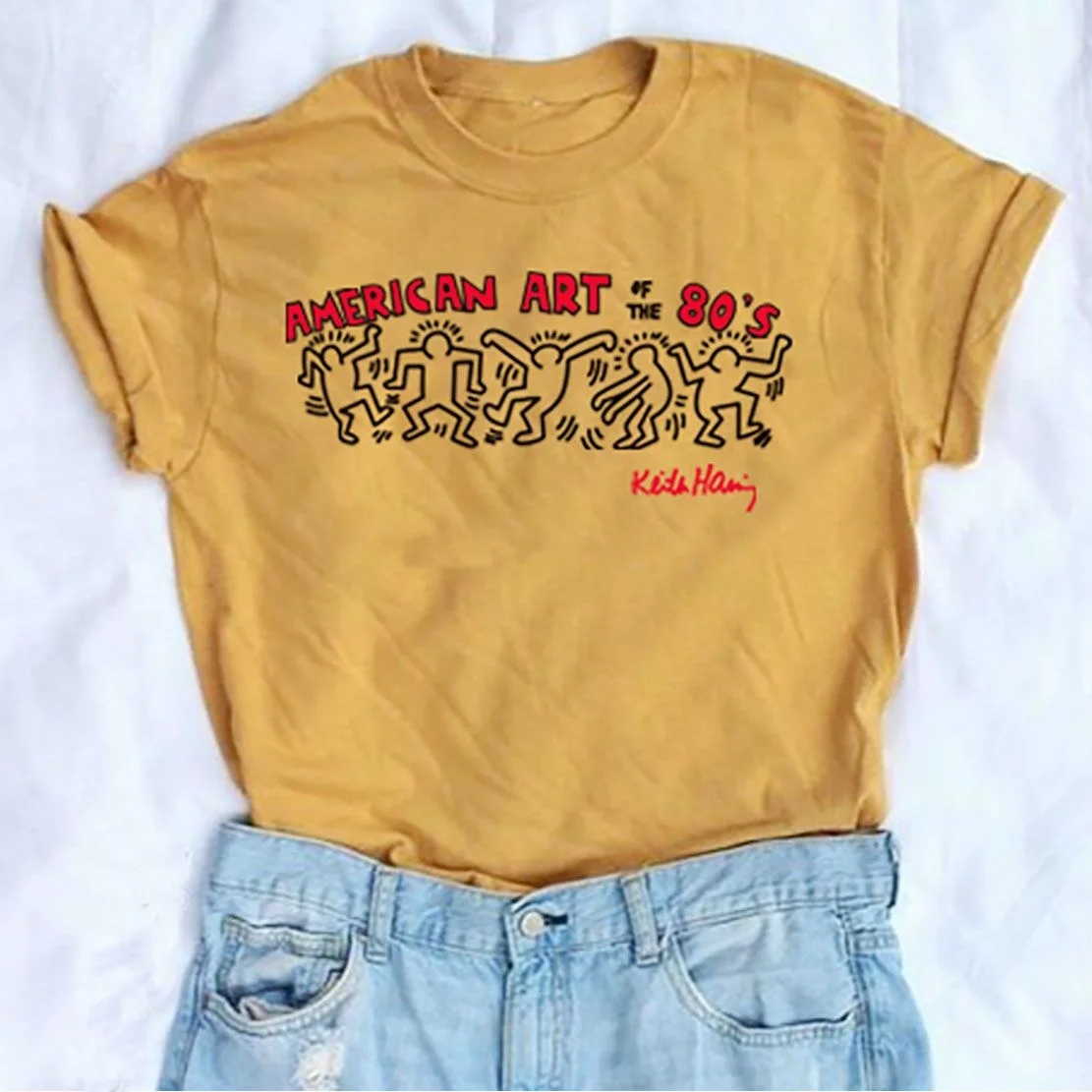 Starqueen-JBH Unisex Vintage Moda Ameriški Umetnosti V 80. letih Ilustracije T-Shirt Grunge Estetske Pop Art Tee Lepe Ulice