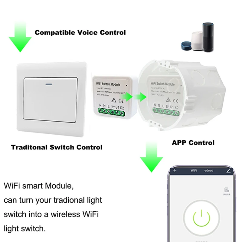 Tuya Smart Breaker Avtomatizacije WiFi Stikalo Interruptor Modul Smart Stikalo Modul Deluje z Alexa Amazon, Google Smart