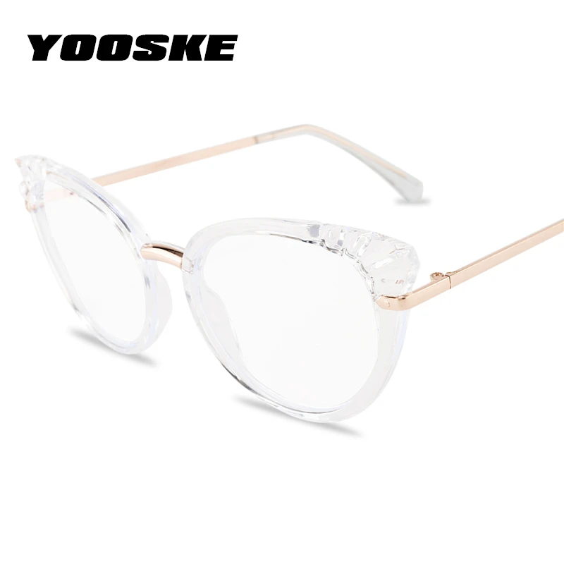 YOOSKE Računalnik Anti Modra Svetloba Očala v Modi Mačka Oči Očala Okvirji za Ženske Jasno, Optični Posnetek Ponaredek Eyeglass