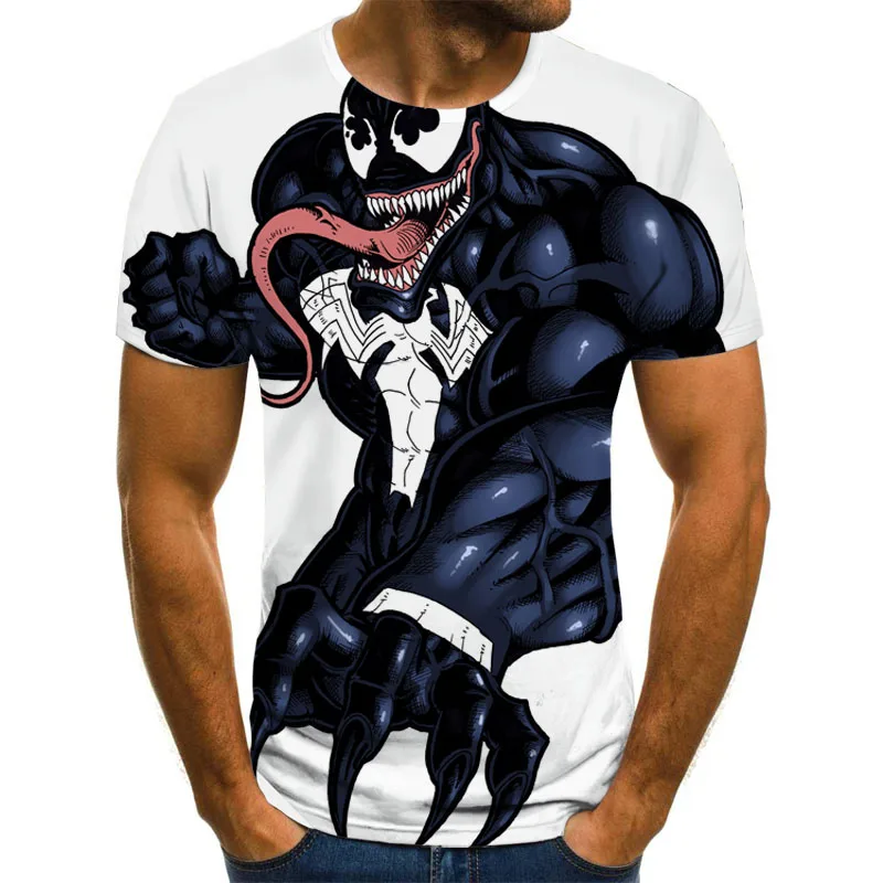 2020 nove moške 3D T-shirt poletje moda natisnjeni strup kratki rokavi T-shirt krog vratu dnevno belega T-shirt hip-hop top