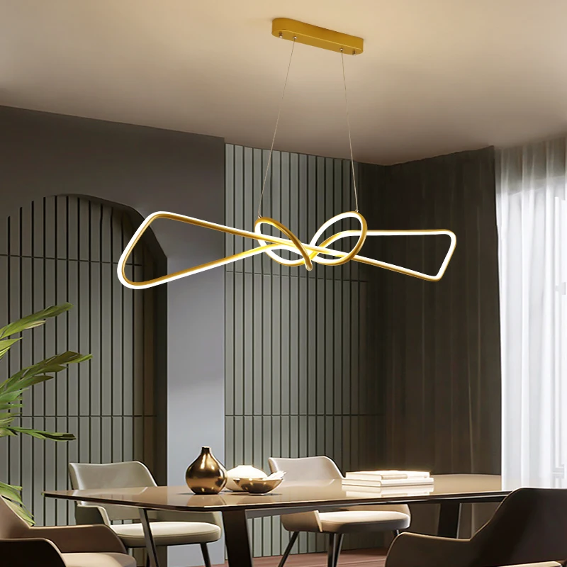 Nordijsko Zlato Black alluminum LED obesek svetlobe postmoderni minimalističen lučka luč Strop Vzmetenje Svetilka 85/110 cm