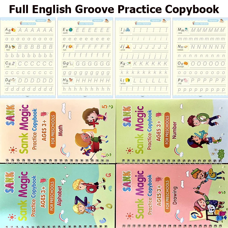 Groove pisanja Za Kaligrafijo Knjige Za Otroke Besedo otroška Knjiga Rokopis Otrok, pisanje, Učenje angleščine Praksa Knjige