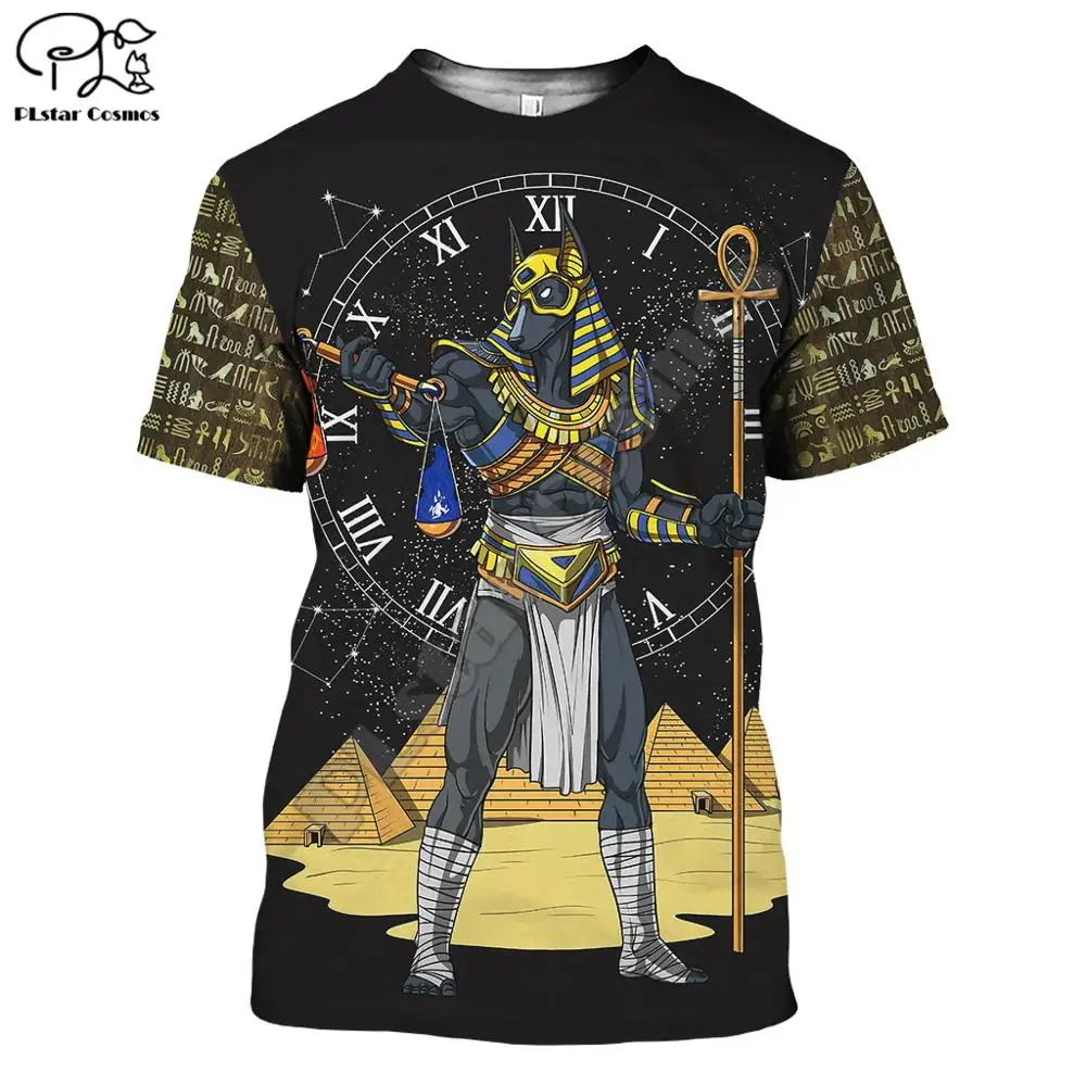 PLstar Kozmos Bog Egiptovskega Egiptu, Antični Simbol Anubis Obraz 3dPrint Poletje kratkimi rokavi majic Unisex Ulične S-1