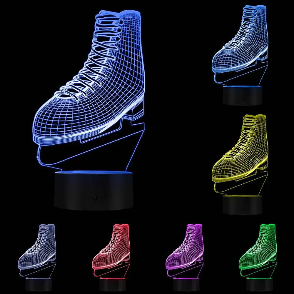 3D Drsanje LED Nočna Lučka Led Skate Čevlji Obliko Akril barva Svetlobe Spreminja Vzdušje namizne Svetilke Led Drsalec Ljubimec Darilo
