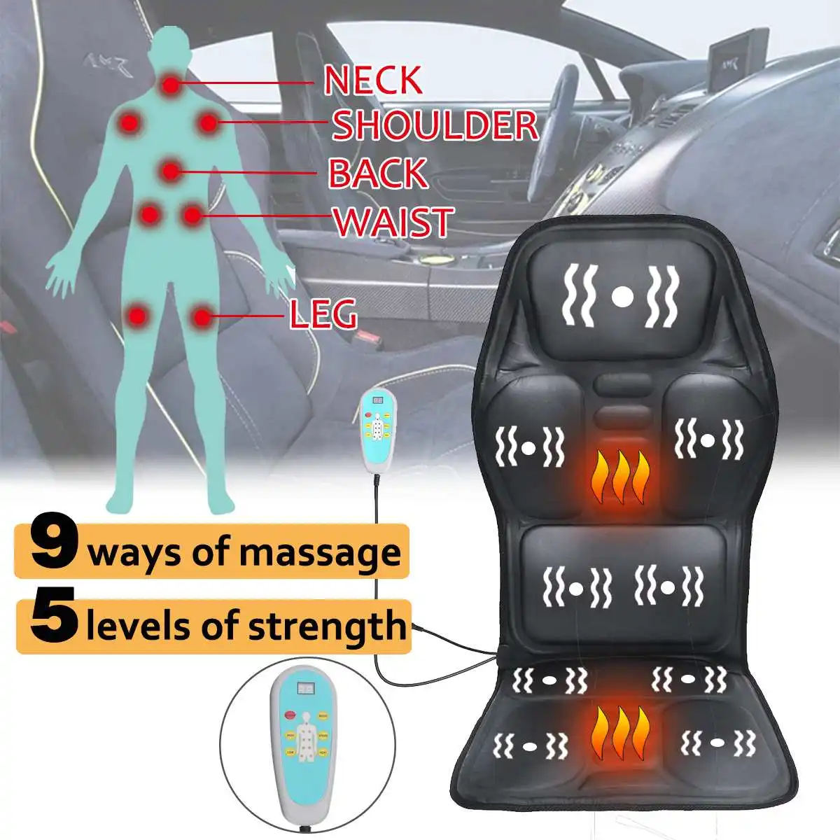 Električni Back Massager Stol Masaža Blazine Vibrator Prenosni Domov Avto Urad Vrat, Ledveni Pas Lajšanje Bolečin Sedež Pad Se Sprostite Mat